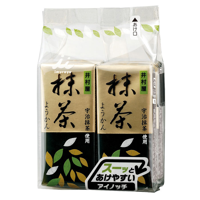 宇治抹茶の風味豊かな抹茶ようかんを詰め合わせた商品です。スーッとあけやすいアイノッチを採用。●名称：ようかん●内容量：（58g×4本入）×2ケース（全24本）●原材料名：砂糖(国内製造)、生あん(いんげん豆、えんどう)、水あめ、寒天、抹茶、食塩／クチナシ色素●栄養成分：1本(58g)あたり熱量：162kcal、たんぱく質：2.1g、脂質：0g、炭水化物：38.5g、食塩相当量：0.04g●賞味期限：（メーカー製造日より）360日●保存方法：直射日光、高温多湿を避けてください。●販売者：井村屋株式会社