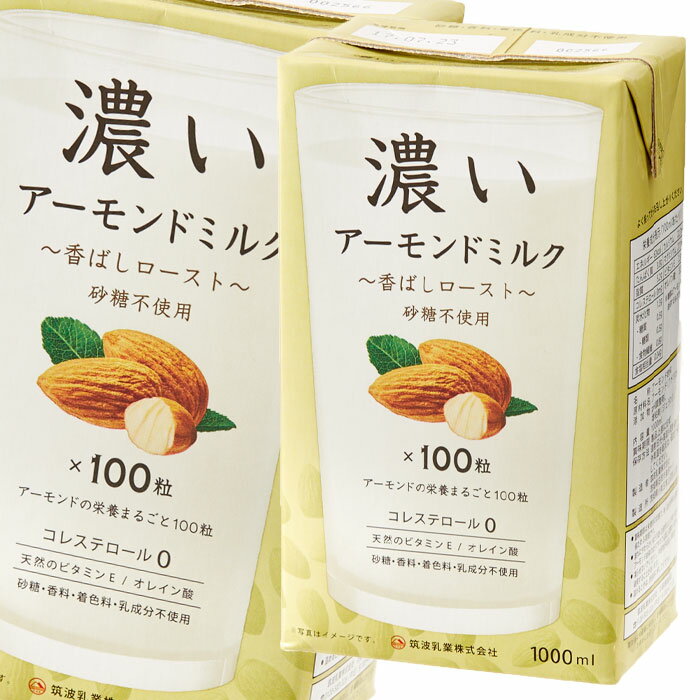 筑波乳業 濃いアーモンドミルク 香ばしロースト1L 紙パック ×1ケース（全12本） 送料無料