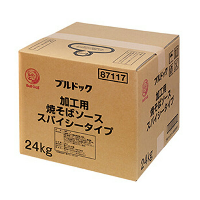 焼そば調理後の味、香り、色が持続する経時に強いスパイシーな焼そば専用ソース●名称：中濃ソース●内容量：24kg×1本●原材料名：砂糖類(ぶどう糖果糖液糖、砂糖)、野菜・果実(トマト、たまねぎ、りんご)、醸造酢、食塩、たん白加水分解物(大豆を含む)、香辛料、かつお風味調味料、大豆多糖類、煮干エキス／カラメル色素、増粘剤(加工デンプン、キサンタンガム)、トレハロース、調味料(アミノ酸等)●栄養成分：栄養成分表示：100gあたりエネルギー159kcal、たんぱく質2.1g、脂質0g、飽和脂肪酸0g、炭水化物37.5g、糖質35.6g、食物繊維1.9g、食塩相当量8.3g●賞味期限：（メーカー製造日より）360日●保存方法：直射日光を避け、常温で保存●販売者：ブルドックソース株式会社