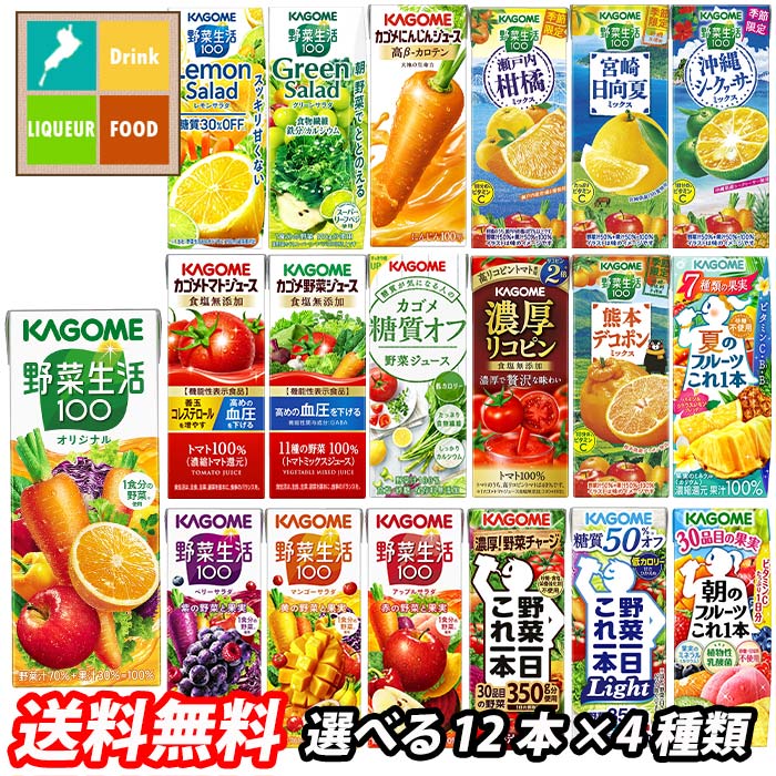 カゴメ 野菜ジュース 野菜生活100 紙パック 選べる 48本（12本×4）選り取り よりどり 送料無料【yasaij】