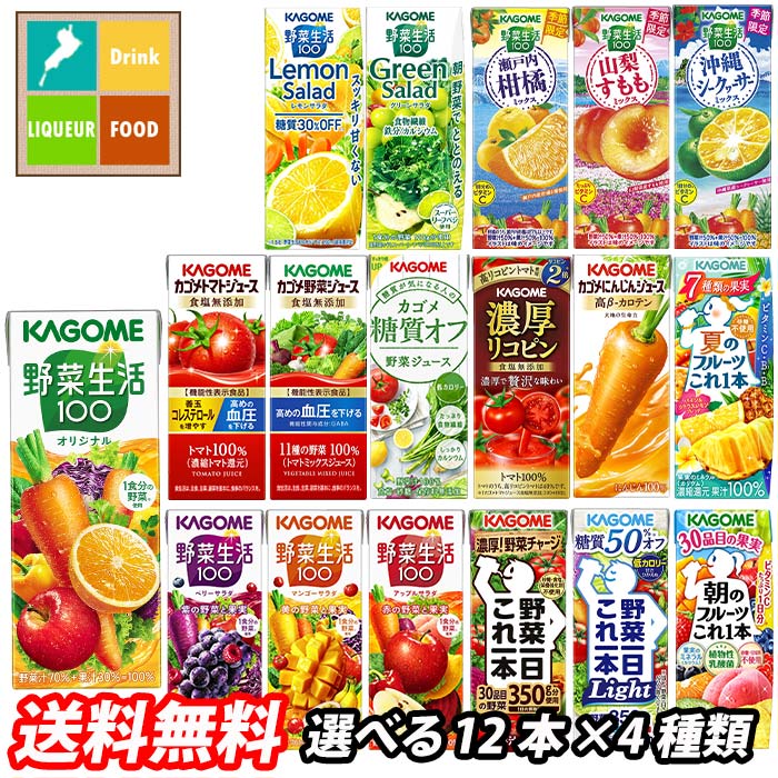 カゴメ 野菜ジュース 野菜生活100 紙パック 選べる 48本（12本×4）選り取り よりどり 送料無料【yasaij】