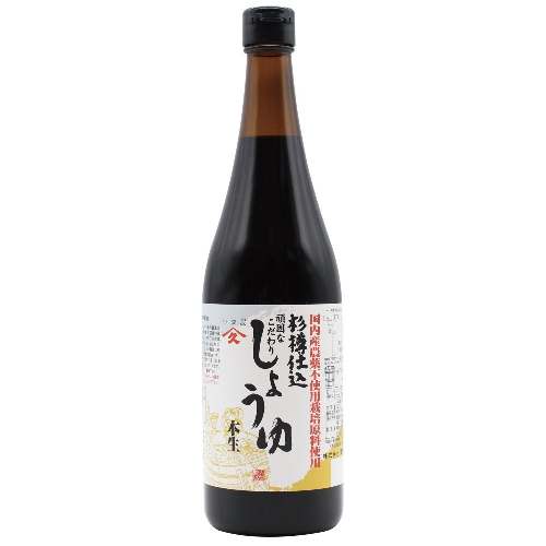 ■商品名：頑固“本生"濃口醤油■内容量：720ml■原材料：大豆（国産100％）、小麦（国産100％）、食塩■開封前は12ヶ月、開封後は冷蔵庫に保存し、お早めにご使用下さい。■国産の頑固なこだわり栽培原料を使い約2年かけて作られた、杉樽仕込...