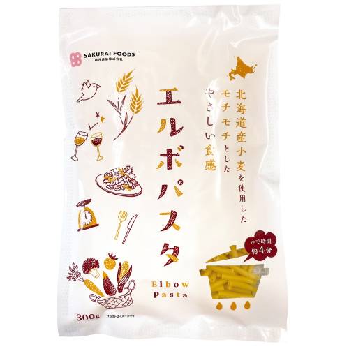 国内産・エルボパスタ(旧マカロニ)北海道産契約小麦粉使用 (300g)【桜井】 国内産・エルボパスタ(旧マカロニ)北海道産契約小麦粉使用 (300g)【桜井】