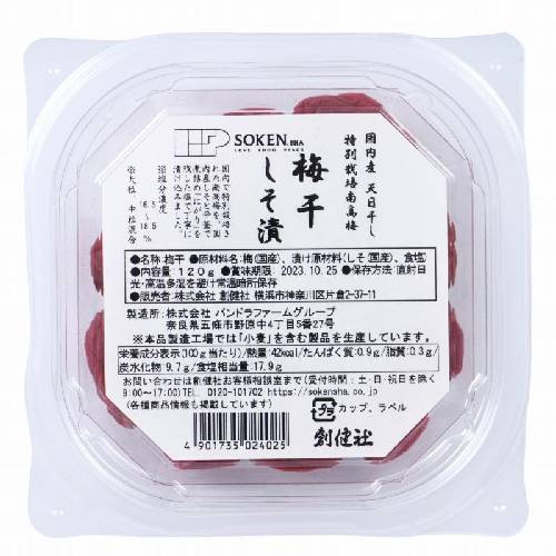 国内産特別栽培南高梅梅干 しそ漬 (120g) 【創健社】 国内産特別栽培南高梅梅干 しそ漬 (120g) 【創健社】