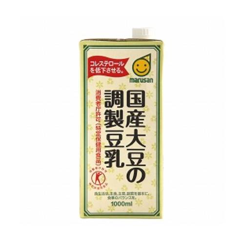 ■商品名：国産大豆の調製豆乳 ■内容量：1000ml×6本セット ■原材料：大豆：遺伝子組換えでない（国産）、水あめ、食塩／トレハロース、乳酸カルシウム、ビタミンE ■メーカー：マルサン ■商品詳細： コレステロール低下作用が確認された特定保健用食品の調製豆乳 国産大豆を使用し、乳化剤、糊料、香料等を使用しておりません。 大豆固形分9%の濃厚タイプながら、サラッとしたおいしさに仕上げました。 許可表示：本品は豆乳を原料とし、血清コレステロールを低下させる働きがある大豆たんぱく質を摂取しやすいように工夫されているので、コレステロールが気になる方の食生活の改善に役立ちます。