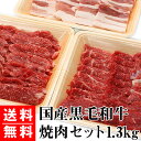 【送料無料】三種盛り 焼肉ファミリーセット 1.3kg (赤身、カルビ、豚バラ) 1