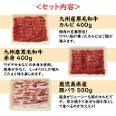 【送料無料】うまかもん焼肉セット 3種盛り1.3kg (黒毛和牛カルビ400g / 黒毛和牛赤身400g / 鹿児島県産豚バラ500g) BBQ バーベキュー 3