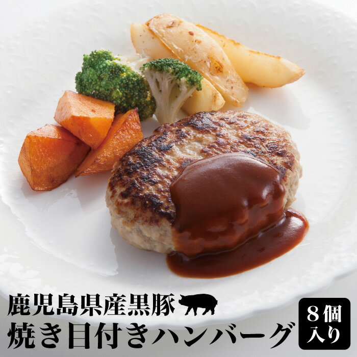 【送料無料】鹿児島県産 かごしま黒豚 焼き目付きハンバーグ 100g×8個　セット お祝い 贈り物 ギフト 九州 ブランド豚 加工品