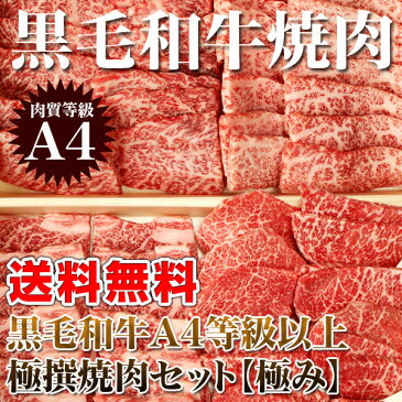 お年賀【送料無料】A4等級以上 極撰黒毛和牛 極み焼肉セット 1kg(500g×2パック) バーベキューセット