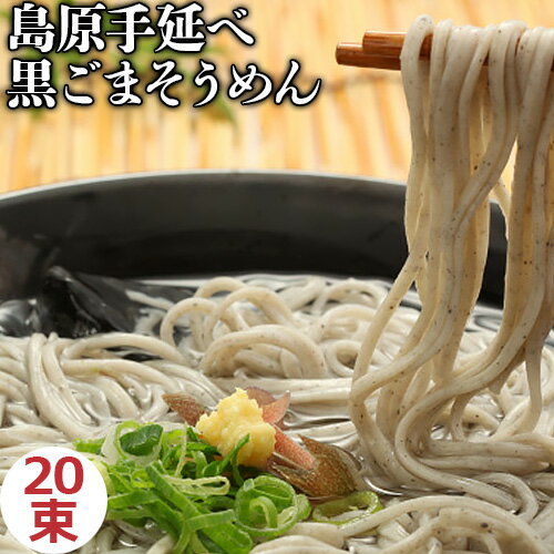 【A】島原手延べ黒ごまそうめんセット 化粧箱入り 50g×20束 伝統の手延べ製法 素麺 黒 胡麻 たっぷり 九州 長崎県 島原 ゴマ ごま ギフト ご贈答 引越祝い 内祝い にゅうめん 温麺 美容 健康 歯ごたえ 麺 吉田製麺