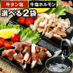 【楽天1位】焼肉アリラン飯店の 牛タン塩 牛塩ホルモン 選べる 100g×2 セット 送料無料 牛肉 常温保存 おつまみ 国産 ホルモン と 厚切り タン 旨さに訳あり 食品 [メール便]