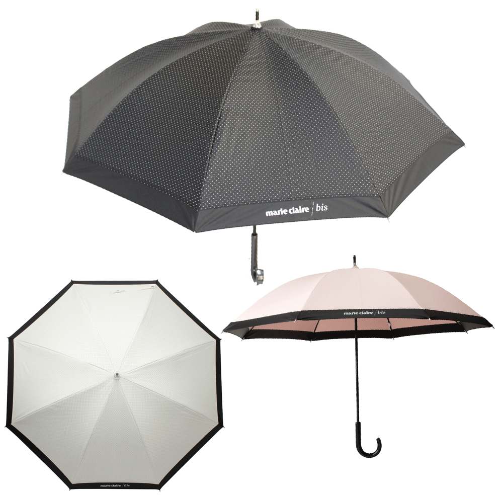 marie claire/bis 婦人用 晴雨兼用 ピンドット柄 手開傘 ショートタイプ 47cm×8R MCP05ST47 遮光率99%以上 UV遮蔽率99%以上