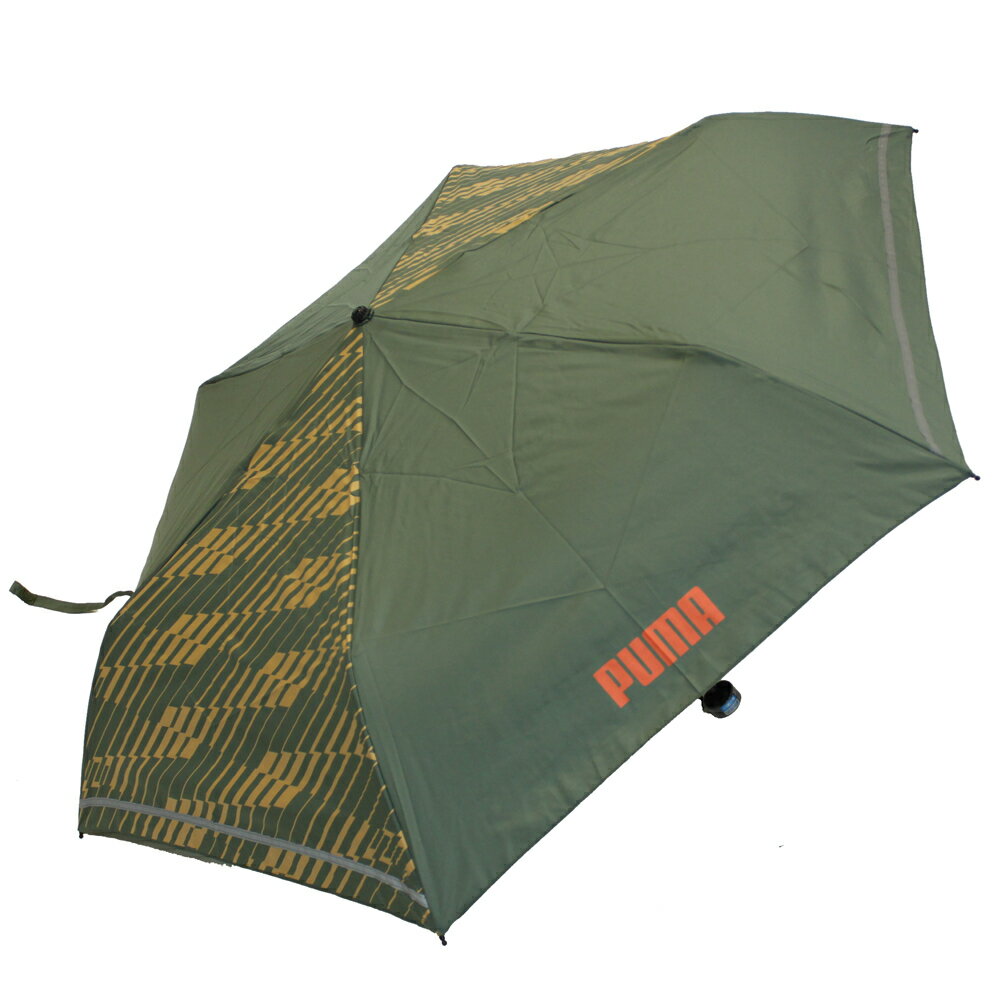 プーマ 子供用 耐風 反射テープ付 ミニ折りたたみ傘 カーキ 55cm×6R 校外学習好適品 遠足 就学旅行 携帯用