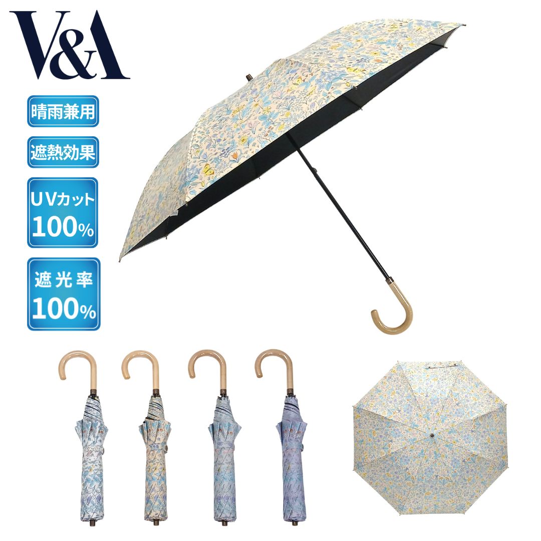 樂天商城 - 日傘 折りたたみ 完全遮光 遮熱 晴雨兼用 V&A（ヴィクトリア＆アルバート博物館） トップレス折りたたみ傘 遮光率100％ UVカット100％ 紫外線カット 日焼け対策 遮熱 撥水 レディース 軽量 スプリングフラワー柄 花柄 おしゃれ 夏対策 ギフト