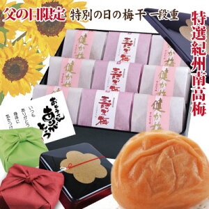 送料無料 父の日 ギフト 特別の日の梅干 一段重 紀州 長寿梅 高級和紙包 健か梅 寿ぎ梅 高級黒重箱 濃赤風呂敷包 特選 極上 紀州南高梅 和歌山 みなべ産 梅干 梅 うめ 健康 敬老 自家梅園産 選べる 風呂敷