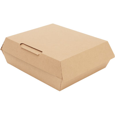 紙容器　ネオクラフト　ランチBOX　L　1袋（10枚入り）　【イベント・行事】使い捨て食品容器、テイクアウト容器、クラフトボックス、バケッドサンド、サンドイッチ、ベーグルサンド、デリバリー資材、ブラウン、無地、ナチュラル、おしゃれ