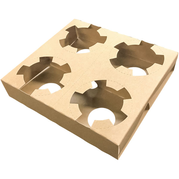 コーンカップホルダー4個入ミシン目付クラ　4個のドリンクカップが入ります。【イベント・行事】お持ち帰り、学園祭、バザー、お祭り、夏祭り、文化祭、屋台、出店、露店、BBQ、バーベキュー、パーティー