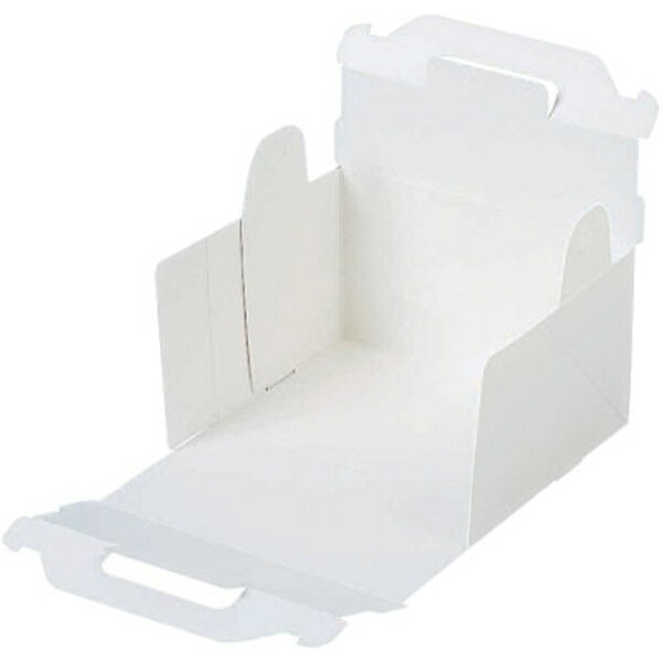 ケーキ箱 　手提サービス　新105　OPL　ホワイト　3X4　【キーワード】洋菓子、ショートケーキ、ケーキ箱、ガトーケース、ギフトボックス、化粧箱、フタ一体型、テイクアウトボックス、洋菓子店向け　ケーキ箱、サービス箱、取っ手あり