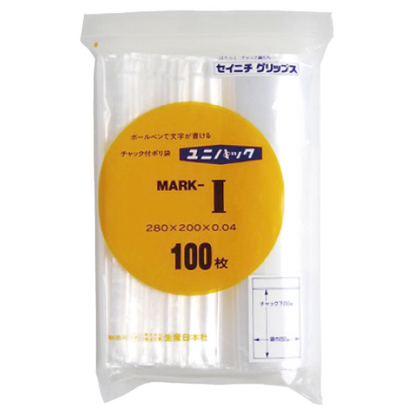 【規格内容】チャック下280×袋幅200mm【厚み】0．04mm【材質】LDPE【色】透明白【柄】柄付【補足1】国内生産品 【数量】100枚入り／1袋 ●送料：880円（一律） ※会社名（屋号）がございましたら、送付先宛名にご記入をお願い致します。 北海道・沖縄は別途送料が掛かります。お問い合わせください。 代金引換は出来ませんのでご了承ください。・ 汎用性の高いフィルム厚0．04mm、スタンダードタイプ。・「セイニチグリップス」は、開けやすく閉めやすい、かつ高い密閉性を実現した、チャック付き規格袋シリーズです。タイプも色々取り揃えました。安全で安心な日本製です。
