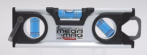 【シンワ測定器】【メガマグ】水平器150mm白ハンディレベルマグネット付き73132