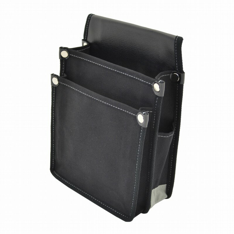 【 マルキン印 】YK-08黒【内ポケット無し】 腰袋 帆布腰袋（道具袋）6号帆布仕様 切込入りでY型ハーネ..