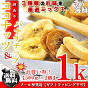厳選ミックス♪ココナッツ&バナナチップス 1kg(500g×2個)【送料無料】※代金引換不可 F