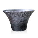 盆栽鉢 陶器 6号 ソリ型 銀彩 おしゃれ 専門店 グレー 黒 信楽焼 山野草 観葉植物 アガベ 塊根 コーデックス サボテン 小品 小さい 深め 約18.5センチ 植木鉢 苔