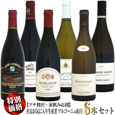 【クール配送】【プチ贅沢・家飲み応援】特別価格 社長お気に入り生産者 ブルゴーニュ 紅白ワイン 6本セット