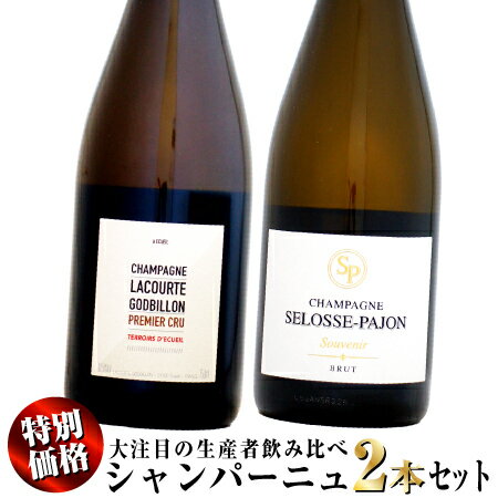 【特別価格】大注目の生産者飲み比べ シャンパーニュ 2本セット (ゴドビヨン&セロス・パジョン)