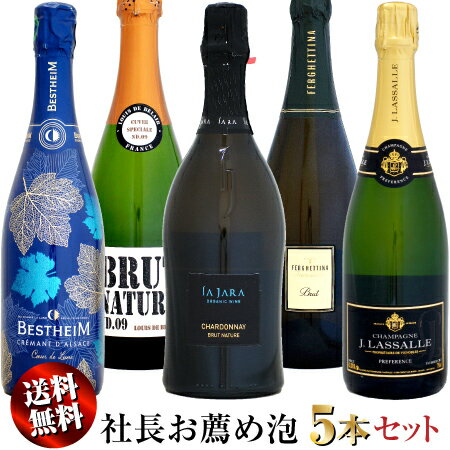 【家飲み応援・特別価格】送料無料 社長お薦め泡 5本セットA (スパークリングワインセット)