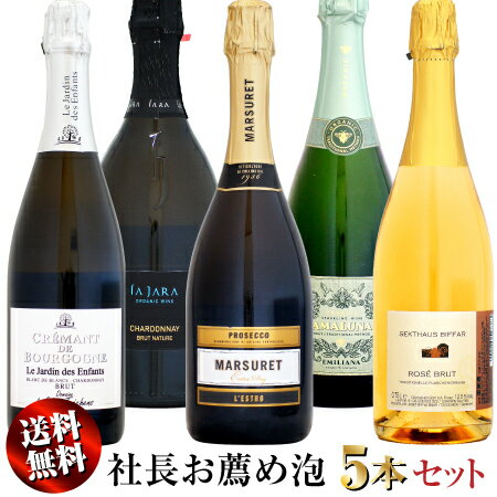 【家飲み応援・特別価格】送料無料 社長お薦め泡 5本セットB (スパークリングワインセット)