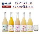 【公式】 梅乃宿 梅の宿 飲み比べ 人気リキュール5本 メーカー直送 セット 梅乃宿ロックグラス付き ゆず酒 あらごしみかん みかん酒 あらごしもも もも酒 あらごしりんご りんご酒 あらごしれもん れもん酒 要冷蔵 送料無料 梅乃宿酒造 お歳暮 御歳暮 父の日 母の日