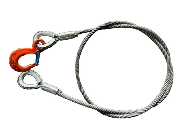 Rakuten - JIS玉掛ロック加工ワイヤー　18mm　両シンブル　V3．2tフック付