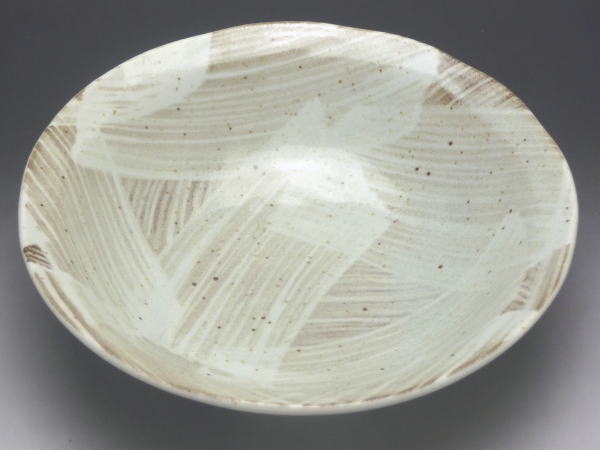 【B級品】緑灰刷毛目 55浅鉢 [普段使いの食器]