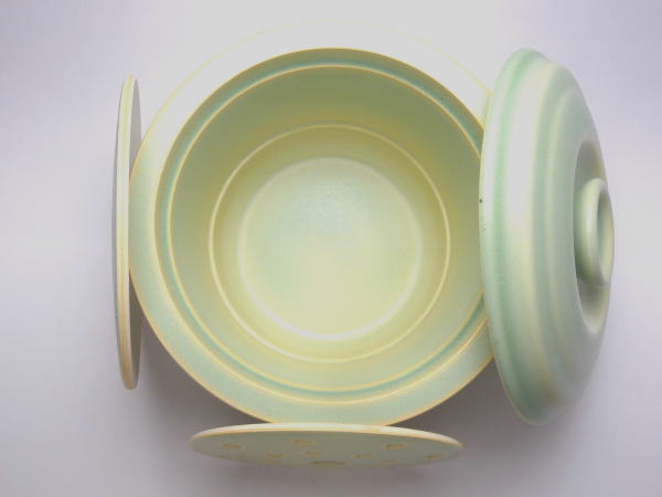 【B級品】白緑多用途深鍋（中蓋・サナ付き）（小）