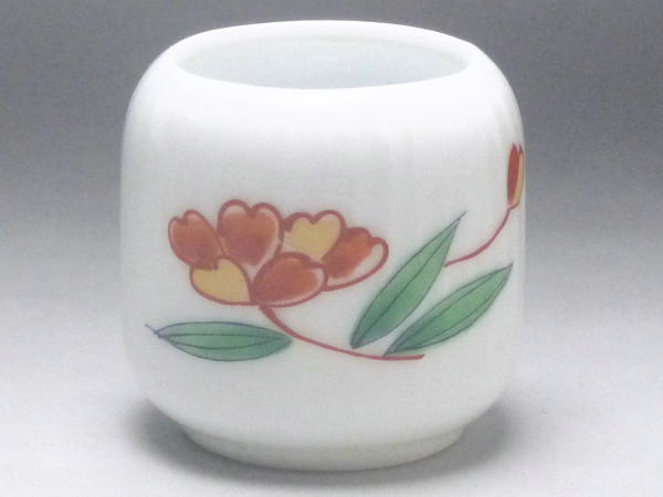 Mino Ware - 【B級品】赤絵花　筋入り丸珍味入れ　[普段使いの食器]