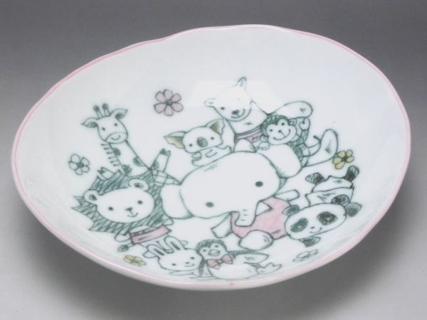 Oval Dishes - 動物ランド　楕円皿（ピンク）　[普段使いの食器]