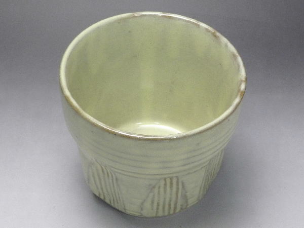 【B級品】黄白　面取鉢カバー