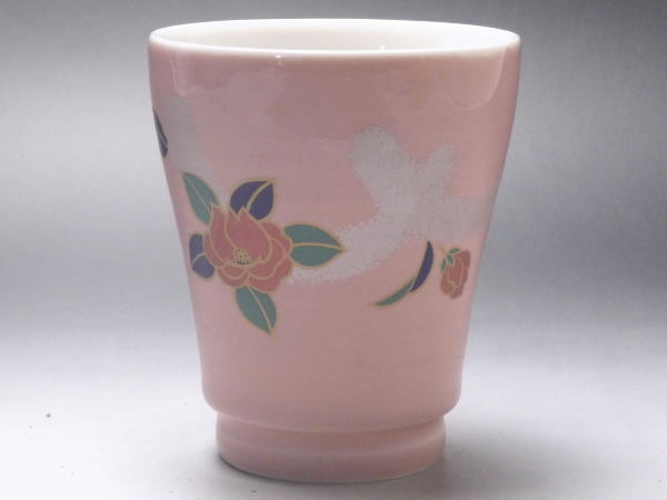 【B級品】ツバキ（ピンク）　フリーカップ　[普段使いの食器]
