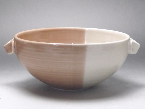 【B級品】赤紫／白 42両手付鉢 [普段使いの食器]