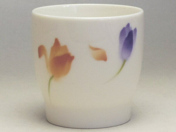 【B級品】チューリップ（赤紫・青紫／青紫）　クリーム腰細マルチカップ