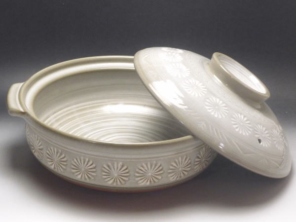 三島　10号土鍋（5～6人用）【日本製萬古焼土鍋】