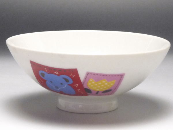 【B級品】ステッチアニマル 白磁孫平（こども茶碗） [普段使いの食器]