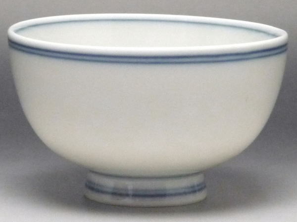 【B級品】内外二本筋　白磁丸千茶（湯呑み）　[普段使いの食器]