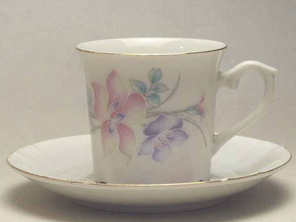 【B級品】二色花　金淵反口コーヒーカップ＆ソーサー