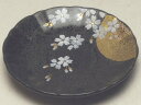 【B級品】月と桜 黒結晶ミニ受け皿(φ74)