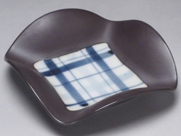 Other - 【B級品】正角格子　割山小皿(一辺94)　[普段使いの食器]