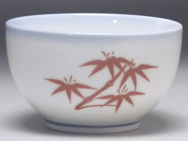 【B級品】両面赤竹　呉須渕玉千茶（湯呑み）　[普段使いの食器]
