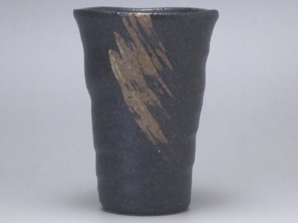 【B級品】黒釉刷毛目　土物フリーカップ　[普段使いの食器]