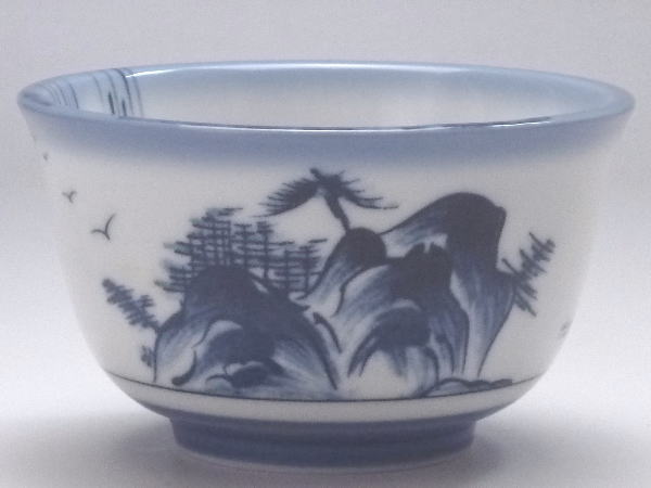【B級品】内外山水　極厚千茶（湯呑み）(bb3699)　[普段使いの食器]